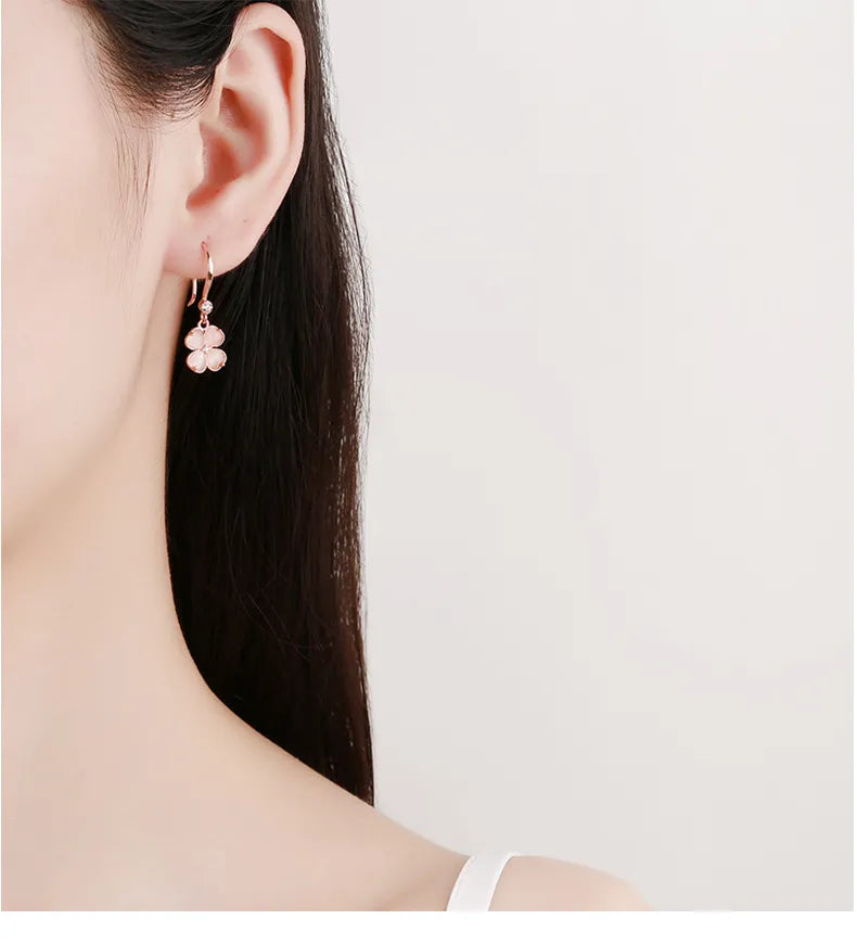 “Rose Gold Geometric Silver Earrings Set”