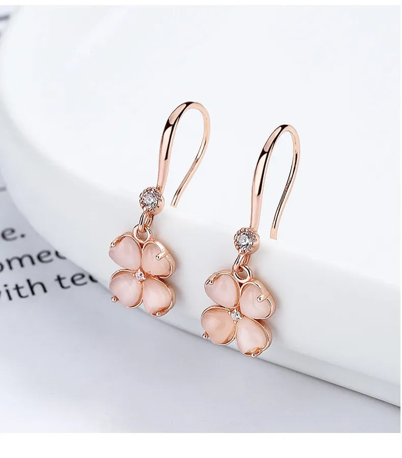 “Rose Gold Geometric Silver Earrings Set”