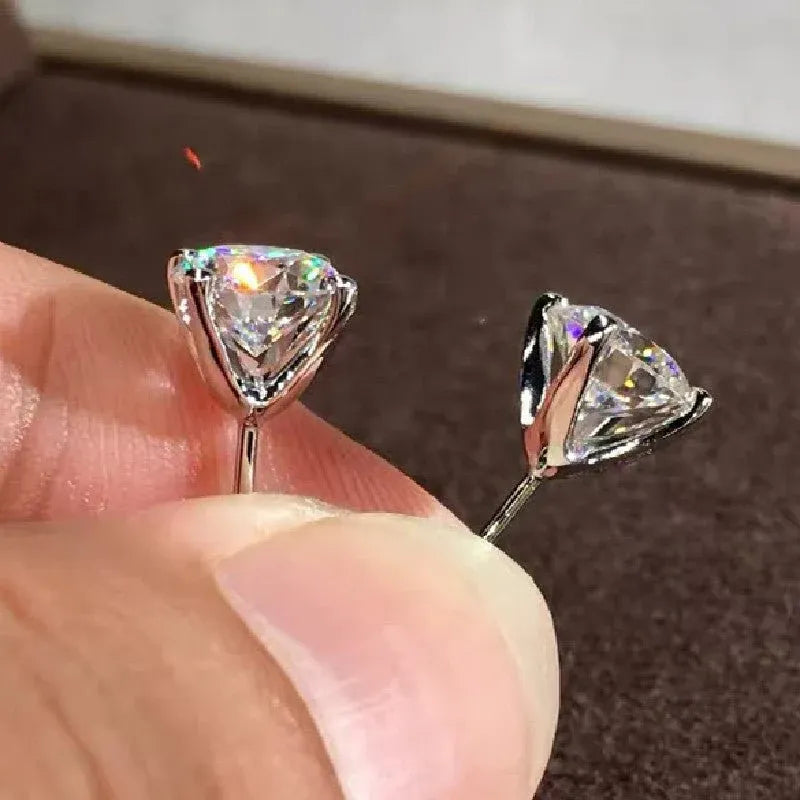 “Women’s Silver White Gold Stud Earrings”