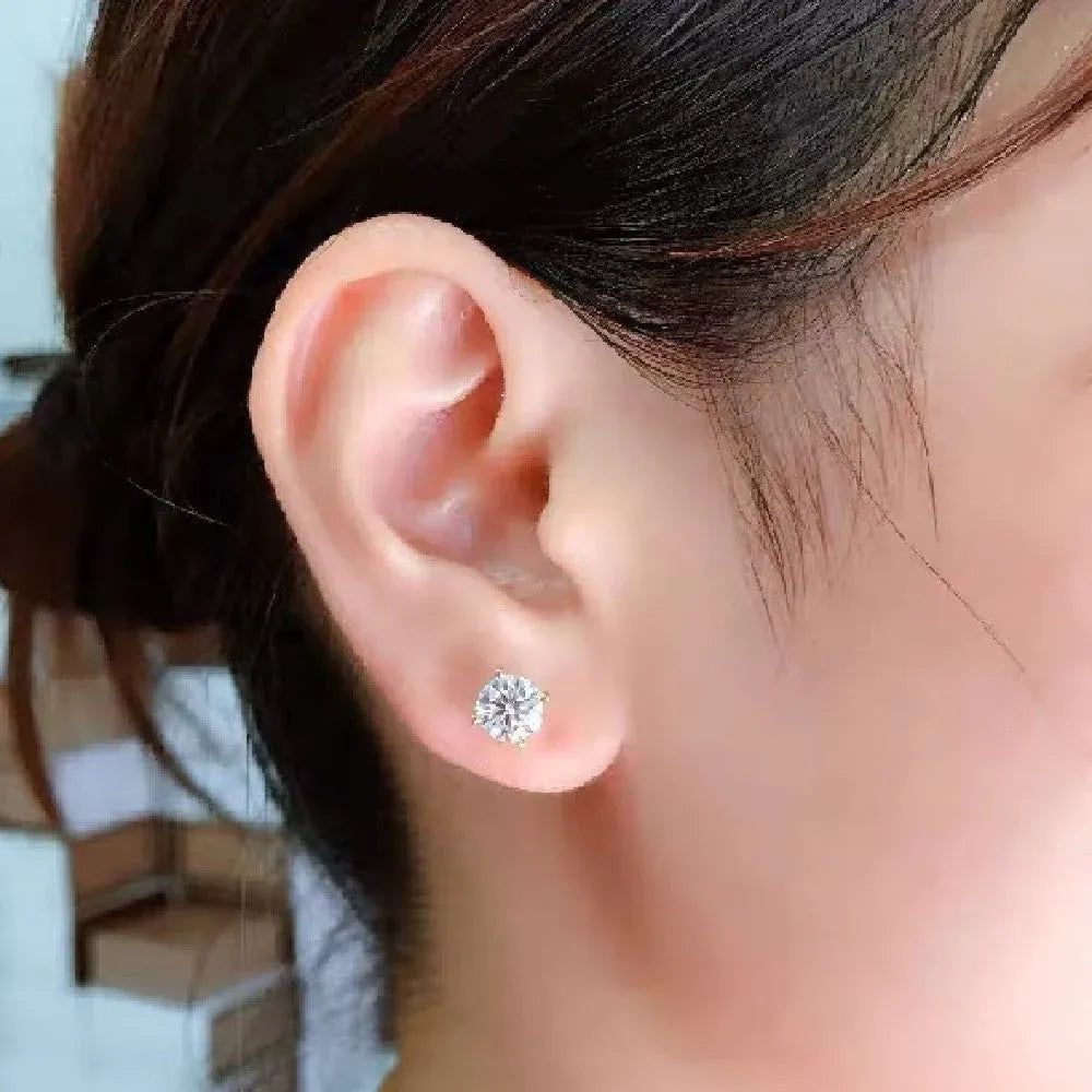 “Women’s Silver White Gold Stud Earrings”