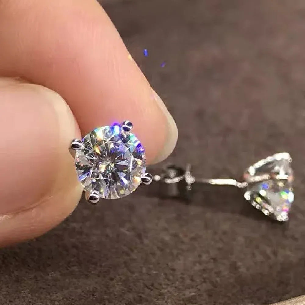 “Women’s Silver White Gold Stud Earrings”