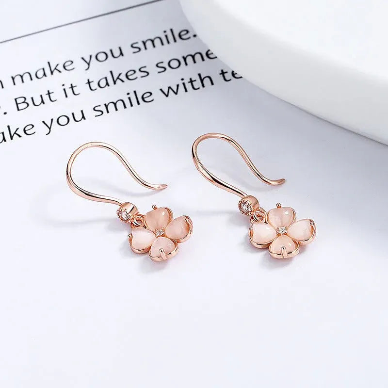 “Rose Gold Geometric Silver Earrings Set”